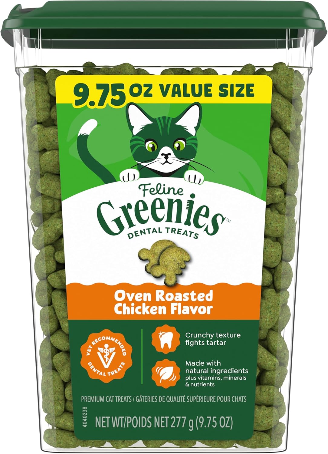 Greenies Feline Dental Treats, Roasted Chicken, 9.75 oz