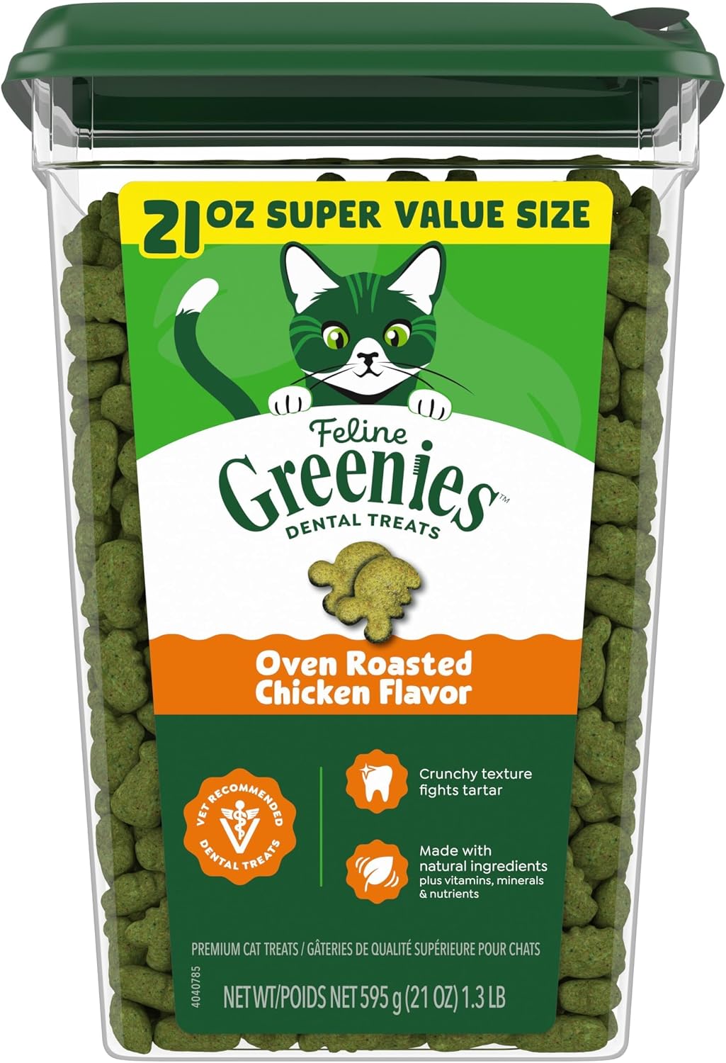 Greenies Feline Dental Treats, Roasted Chicken, 21 oz