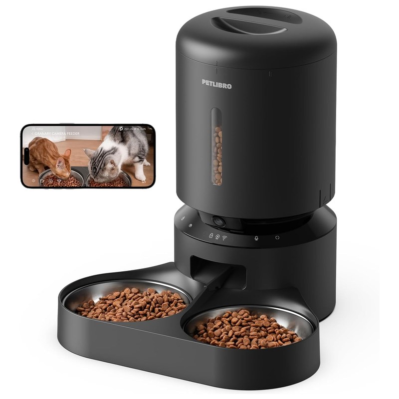 PETLIBRO Automatic Cat Feeder with Camera for Two Cats, Dual Tray, 5L