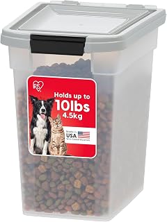 IRIS USA Airtight Pet Food Storage Container 10 lb Clear Grey