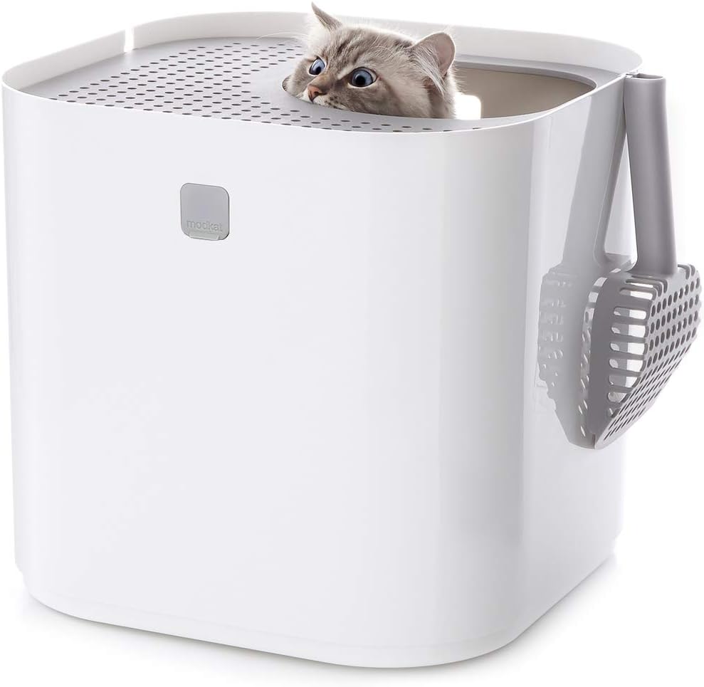 Modkat Top-Entry Cat Litter Box, Leak-Proof, Liner & Scoop, White