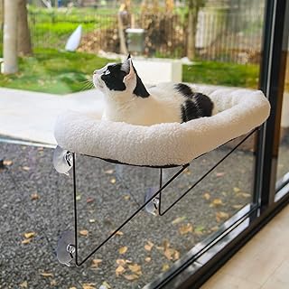 Zakkart Cat Window Perch, 100% Metal Supported from Below (White)
