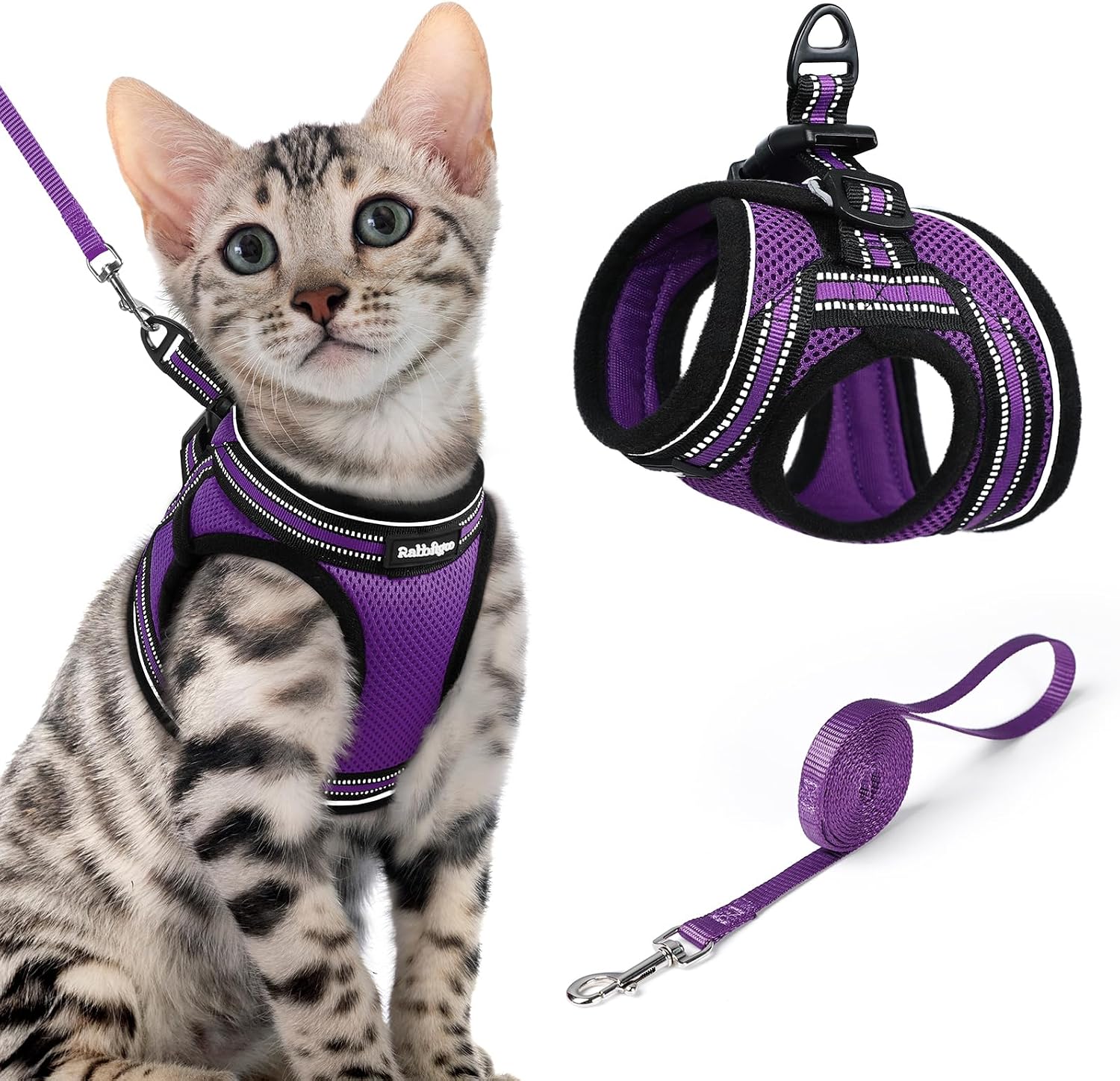 rabbitgoo Cat Harness and Leash Set, Step-in Soft Vest, Purple