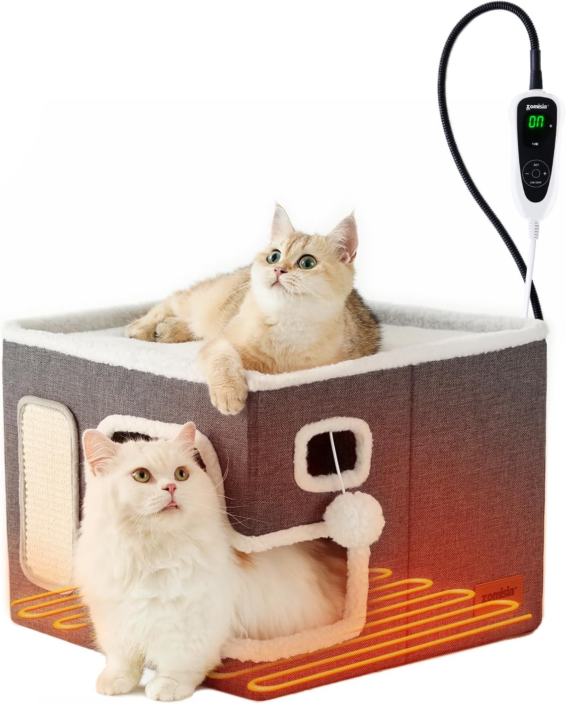 ZOMISIA Heated Cat House Bed