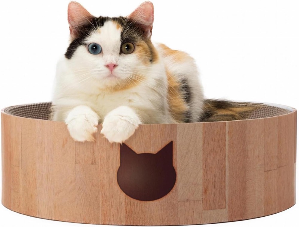 Necoichi cardboard cat scratcher bowl with reversible pad