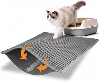 Pieviev Cat Litter Mat 30x24 honeycomb design in gray