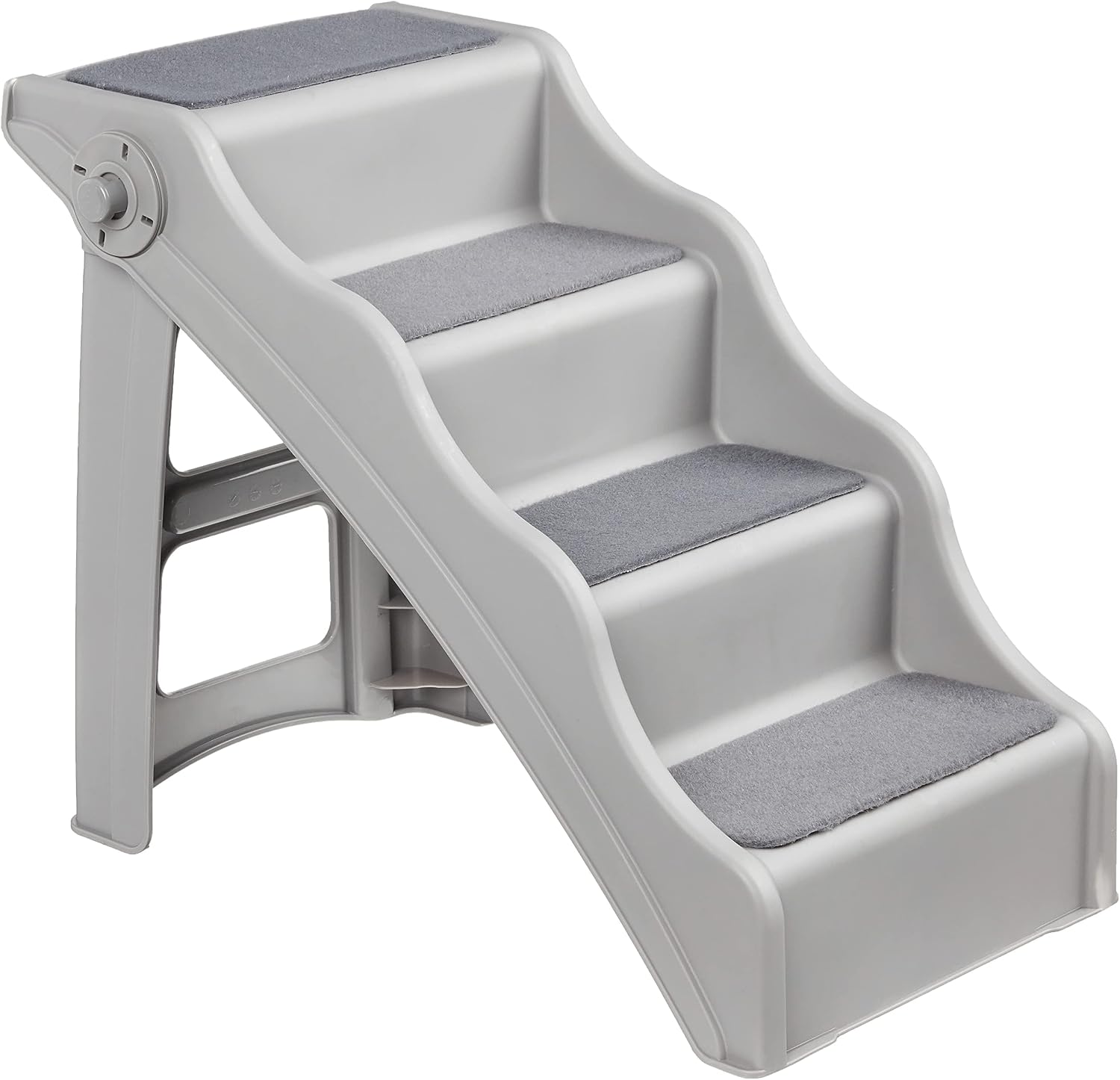 Amazon Basics Foldable Non-Slip Pet Stairs for Small Dogs and Cats, Senior Pets, Easy to Climb, 14.6" x 22.75" x 19.5", Grey