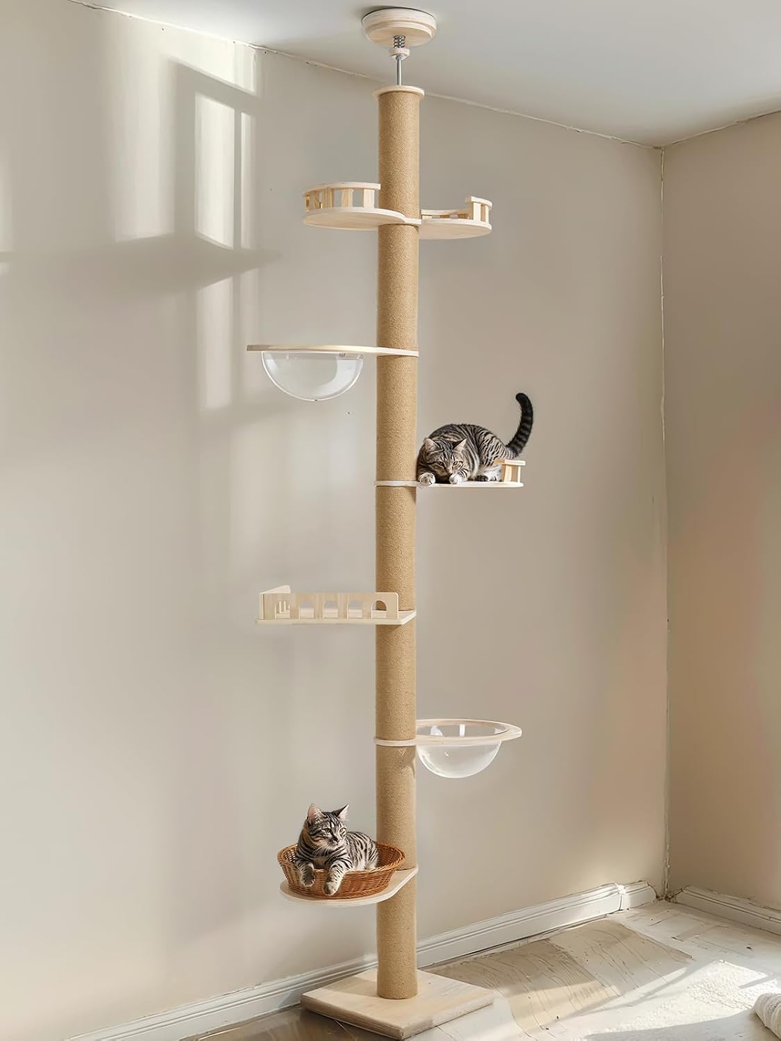 Veehoo floor to ceiling cat tree, 102 to 122 inch adjustable tension tower