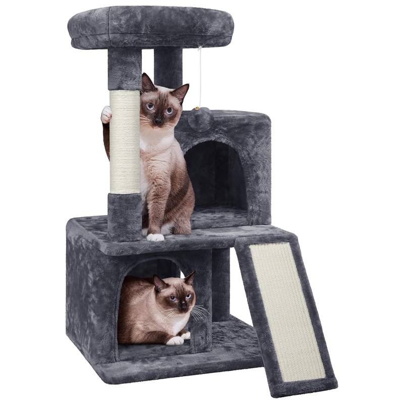 Yaheetech 36in Cat Tree Tower with Large Perch, Ramp and Low-Entry Condos for Kittens