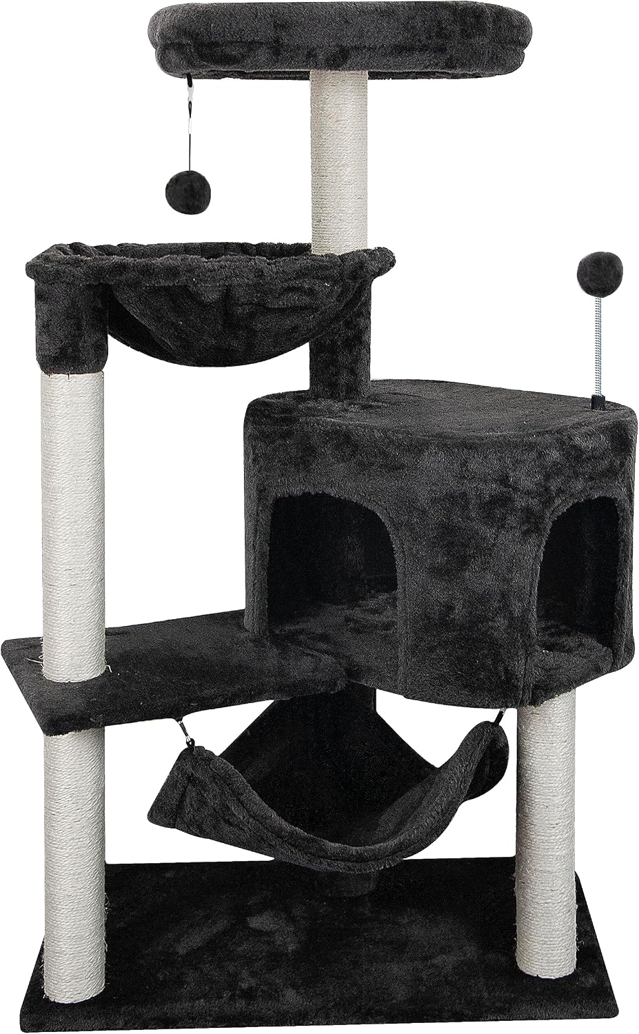 YUNIQUE Cat Tree with Cat Condo and Big Hammock, Dark Grey
