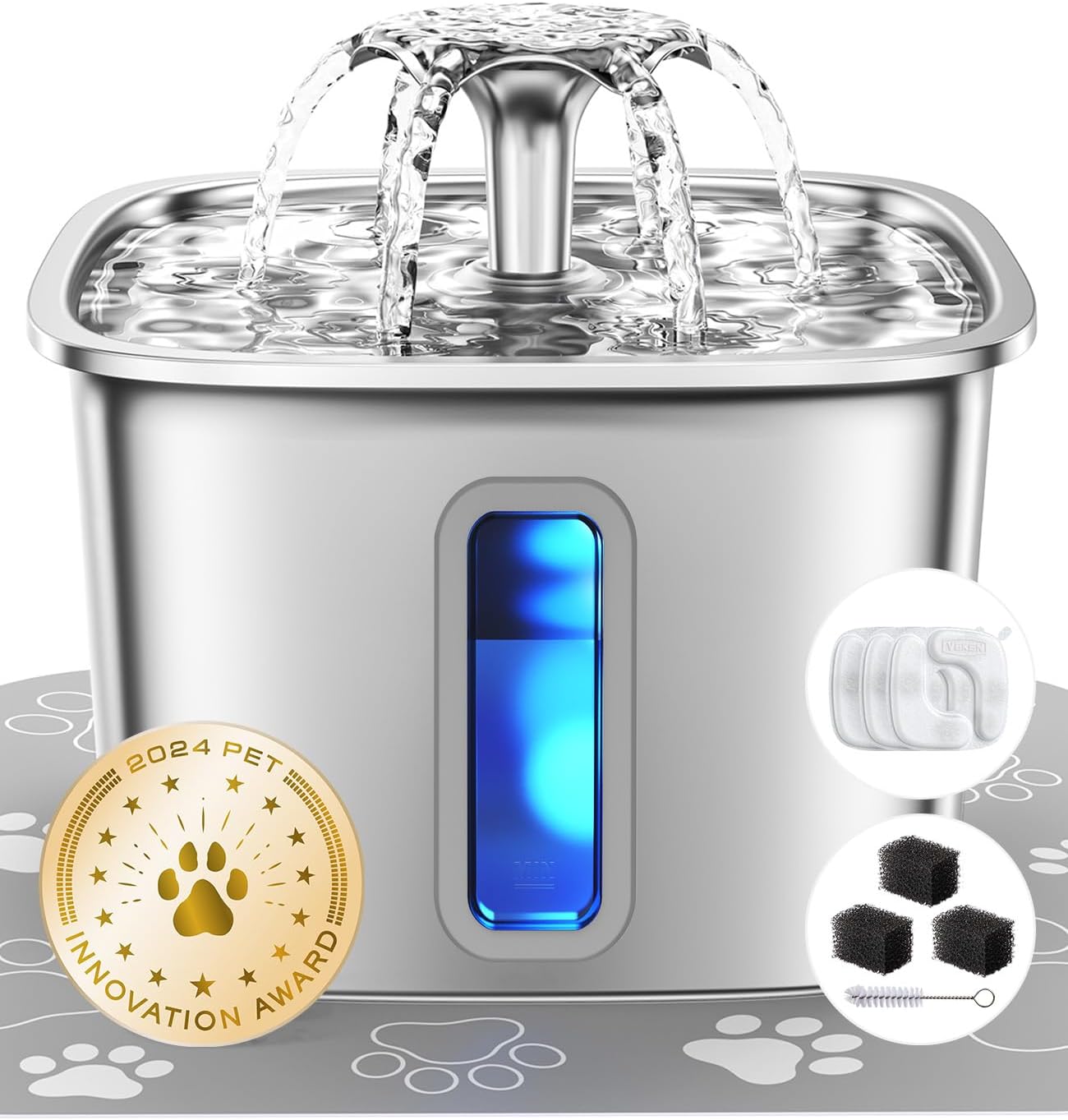 Veken Stainless Steel Cat Water Fountain