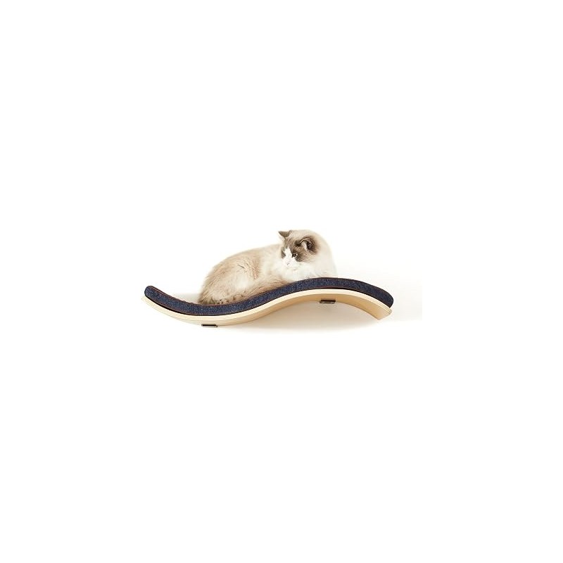 LIORCE Wave Modern Cat Bed, minimalistic floating wall perch with comfortable cushion, wooden wall mounted cat furniture